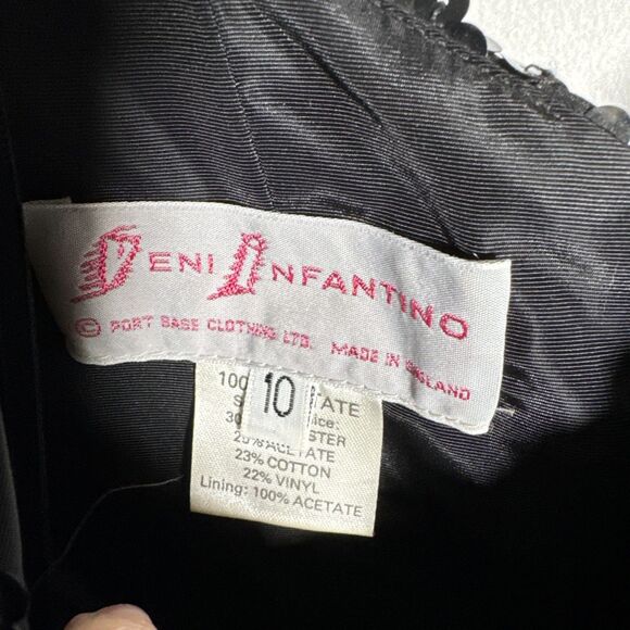 Vintage 80s Sequin Veni Infantino Sz 10 (S) Black Puffy Sleeve Whimsigoth Gothi - Picture 3 of 9